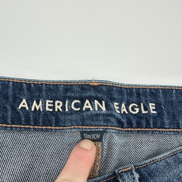 American Eagle Super High Rise Baggy Wide Leg Jeans Blue 12 Regular Denim NWOT - Picture 4 of 12